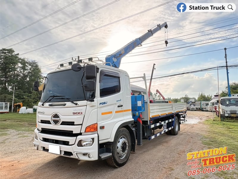 HINO FG 260แรงม้า รถบรรทุก 6ล้อ กระบะเหล็กติดเครน ปี2024 เลขไมล์ 34,543 กม.