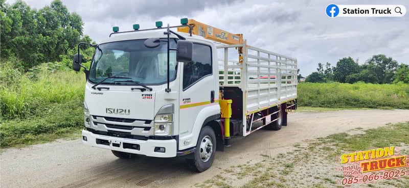 ISUZU FRR 210แรงม้า รถบรรทุก 6ล้อ กระบะเหล็กติดเครน ปี2023 เลขไมล์ 461 กม.