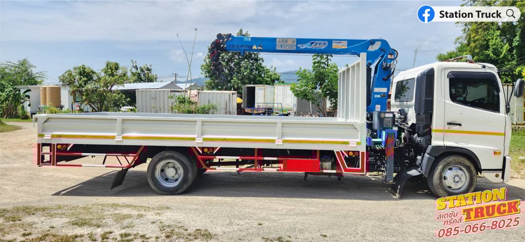 HINO FC 175แรงม้า รถบรรทุก 6ล้อ กระบะเหล็กติดเครน ปี2023 เลขไมล์ 112,051 กม.