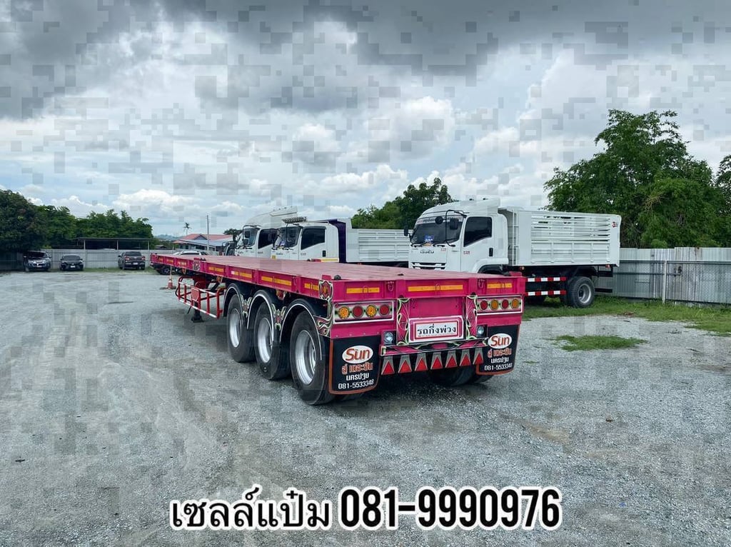🚚หางพื้นเรียบสามเพลา ปี 2565 อู่เดอะซัน ใส่ตู้ 40 ฟุต ราคา 410,000.-( 0376) 🚚หางพื้นเรียบสามเพลา ปี 2565 อู่เดอะซัน ใส่ตู้ 40 ฟุต ราคา 410,000.-( 0376)