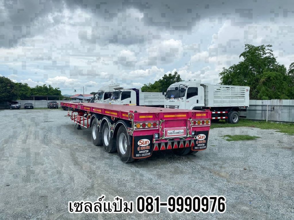 ❗️สด ลด vat นิติบุคคลรับประโยชน์เต็มเต็ม 🚚หางพื้นเรียบสามเพลา ปี 2565 อู่เดอะซัน  ใส่ตู้ 40 ฟุต ราคา 410,000.-( 0376)