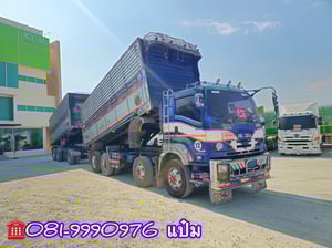 สิบสองล้อดั้มพ์ พ่วงเเม่ลูก **** เพียง 1,690,000 .-****  ISUZU FYH 360 แรงม้า ปี 57 ทั้งเเม่ลูก รถโรงสี ดูเเลตามระยะ มือเดียวป้ายแดง ไม่มีชนหนัก สิบสองล้อเเท้  (2486)(2485)