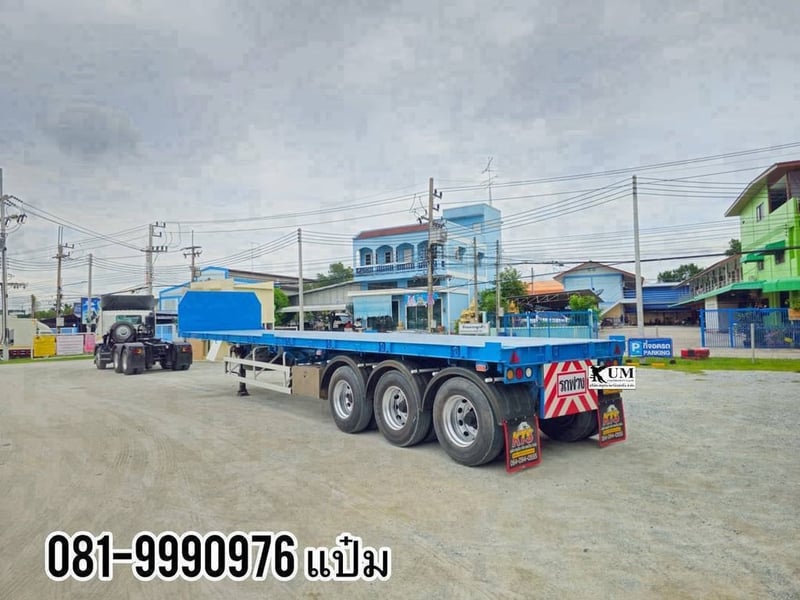 🚚หางพื้นเรียบ สามเพลา  ปี 2567 อู่ CIMC มีบังเกอร์ ราคา  430,000.-(8154)