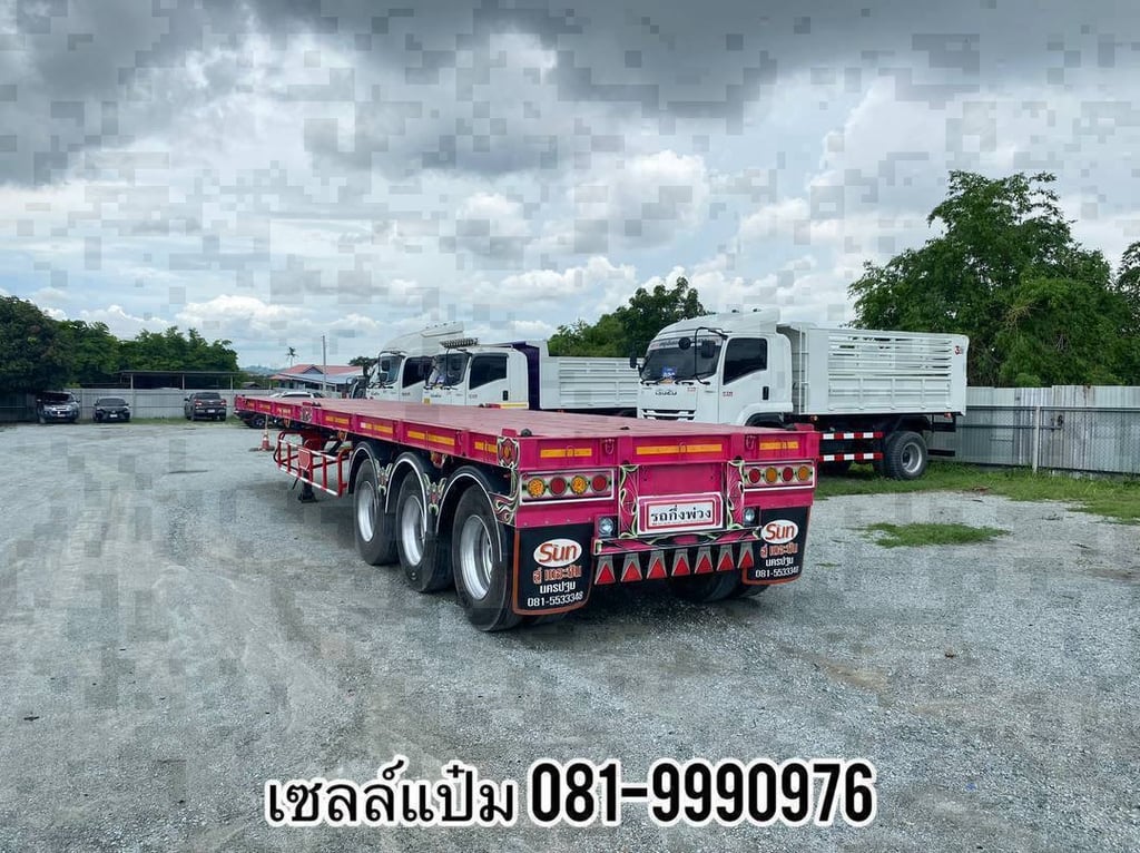 ❗️สด ลด vat นิติบุคคลรับประโยชน์เต็มเต็ม 🚚หางพื้นเรียบสามเพลา ปี 2565 อู่เดอะซัน  ใส่ตู้ 40 ฟุต ราคา 410,000.-( 0376)