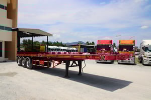 หางพื้นเรียบ สามเพลา อู่เดอะซัน ปี 2565 ยาว 12.38 กว้าง 2.5 Sาคา 390,000.- โทร. 081-9990976 เเป๋ม (0376)  #VายSาคาพิเศษ #หางพื้นเรียบสามเพลา #หางเทรลเลอร์