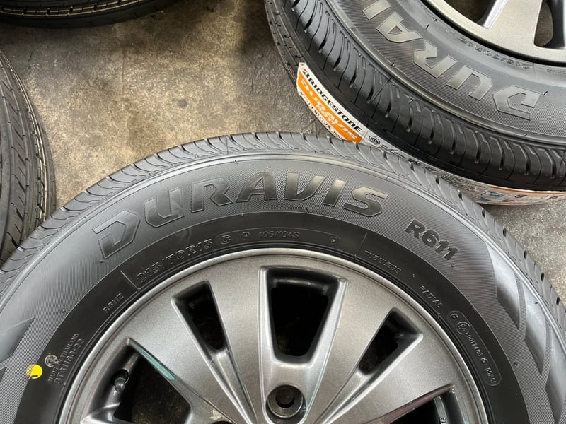 ล้อแม็ก 5รู114 Toyota ขอบ 15 สีไฮเปอร์ พร้อมยางใหม่ 215-70-15 Bridgestone ปลายปี 25