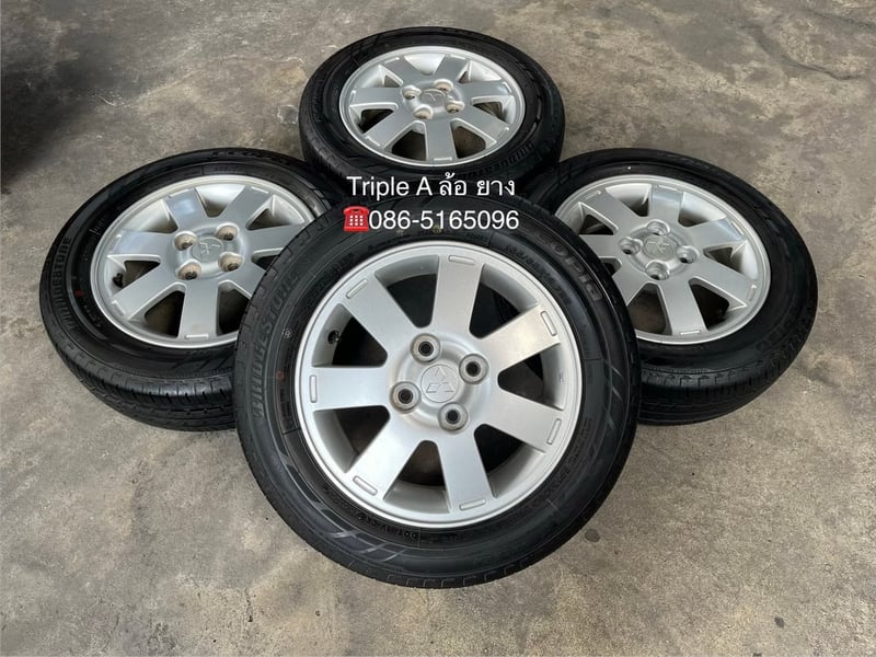 ล้อแม็ก Mitsu Mirage ขอบ 14 พร้อมยาง 165-65-14 Bridgestone ปี 24