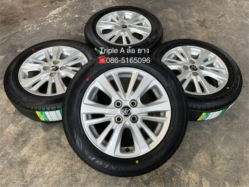 ล้อแม็ก Toyota Yaris Ative ขอบ 15 พร้อมยางใหม่ 185-60-15 Dunlop ปลายปี 25