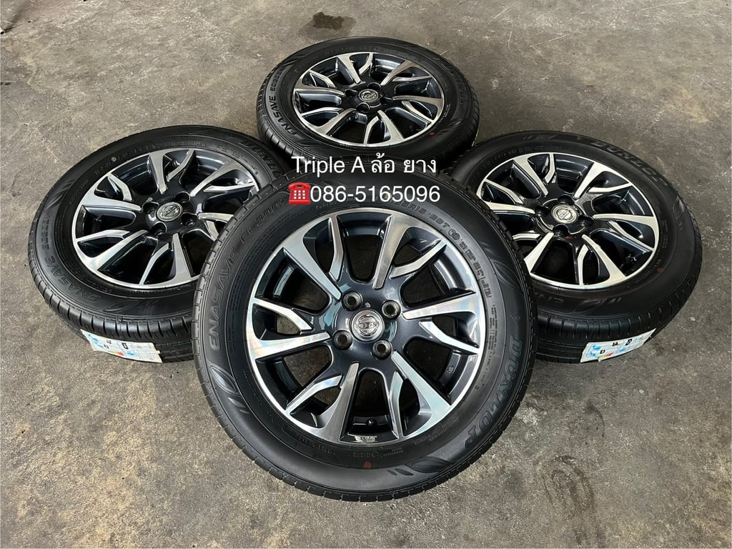 ล้อแม็ก Nissan Almera Sportech ขอบ 15 เทาหน้าเงา พร้อมยางใหม่ 185-65-15 Dunlop ปี 24