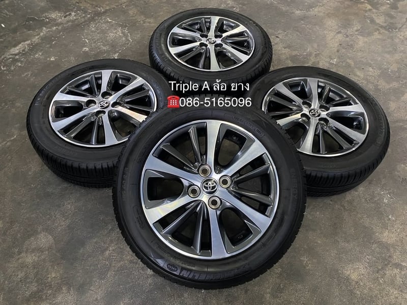 ล้อแม็ก Toyota Yaris Ative ขอบ 15 เทาหน้าเงา พร้อมยาง 185-60-15 Michelin ปี 25