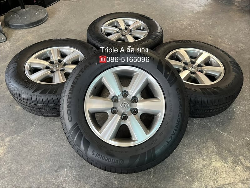 ล้อแม็ก Toyota Fortuner ก้านใหญ่ ขอบ 17 เทาหน้าเงา พร้อมยางป้ายแดง 265-65-17 Continental ปี 25