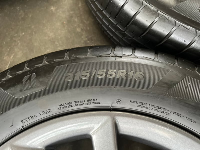 ล้อแม็ก Honda Civic FC ขอบ 16 สีเทากัน พร้อมยาง 215-55-16 Bridgestone ปี 25