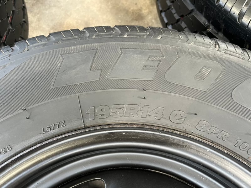 ล้อกระทะ 6รู139 Ford ขอบ 14 สีดำ แถมยาง 195R14 Bridgestone