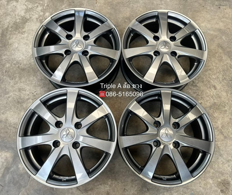 ล้อแม็ก 4รู114 Mitsu Lancer ขอบ 15 สีเทาไฮเปอร์ สวยกริ๊บ