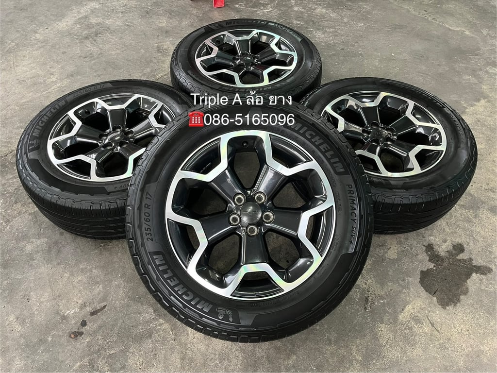 ล้อแม็ก 5รู100 Subaru XV ขอบ 17 ดำหน้าเงา พร้อมยาง 235-60-17 Michelin ปี 22