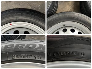 ล้อกระทะ 6รู139 Toyota ขอบ 17 สีบอร์น แถมยาง 215-55-17 ปี 21