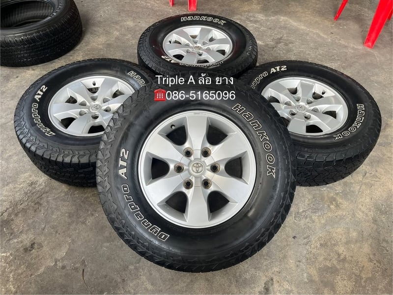 ล้อแม็ก 6รู139 Toyota Vigo ขอบ 16 พร้อมยาง 265-70-16 Hankook(แก้มขาว) ปี 21 