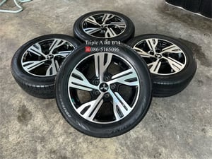 ล้อแม็ก 5รู114 Mitsu Xpander ขอบ 16 ดำหน้าเงา แถมยาง 205-55-16 Dunlop ปลายปี 20