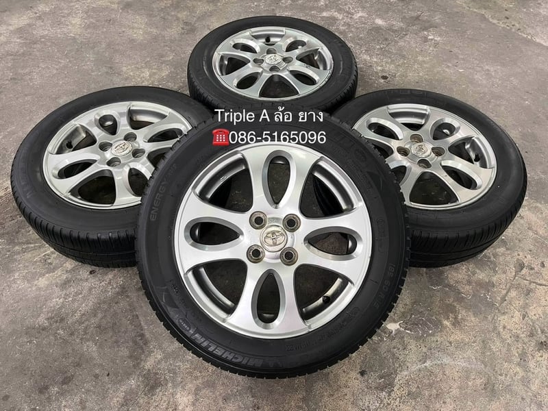 ล้อแม็ก Toyota Vios รุ่นพิเศษ ขอบ 15 สีเทา พร้อมยาง 185-60-15 Michelin ปี 22