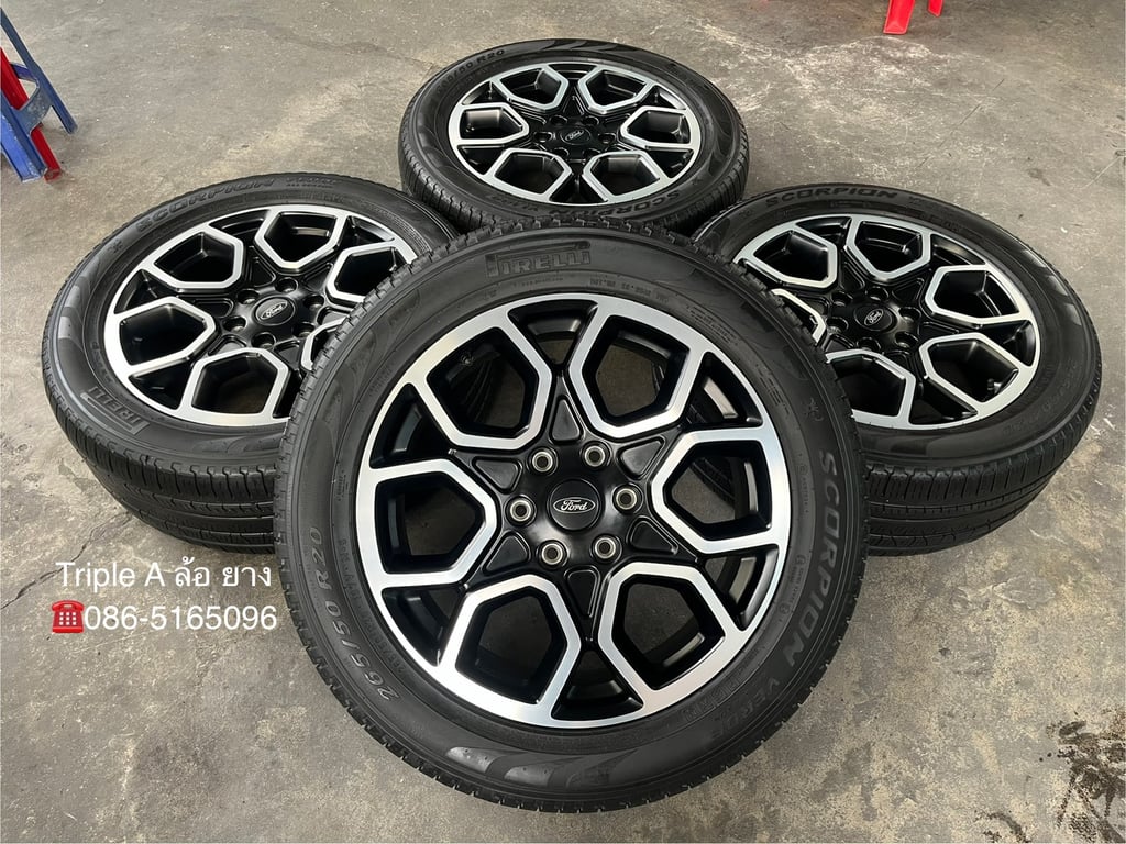 ล้อแม็ก Ford Everest Wildtrak ขอบ 20 ดำหน้าเงา พร้อมยาง 265-50-20 PIRELLI ปี 22 ล้อแม็ก Ford Everest Wildtrak ขอบ 20 ดำหน้าเงา พร้อมยาง 265-50-20 PIRELLI ปี 22
