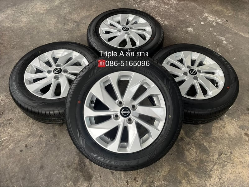 ล้อแม็กป้ายแดง Nissan Almera รุ่นใหม่ล่าสุด ขอบ 15 พร้อมยางใหม่ 185-65-15 Dunlop ปี 24