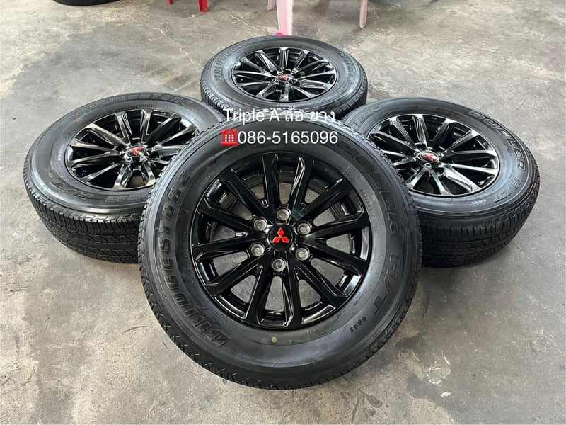 ล้อแม็ก 6รู139 Mitsu Triton Plus ขอบ 17 สีดำ พร้อมยาง 255-65-17 Bridgestone ปี 21