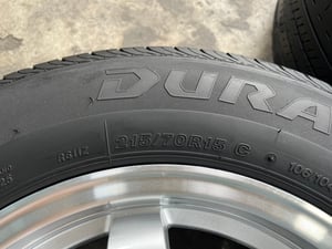 ล้อแม็กแต่ง 5รู114 ขอบ 15 สีบอร์นขอบเงา พร้อมยาง 215-70-15 Bridgestone ปี 22