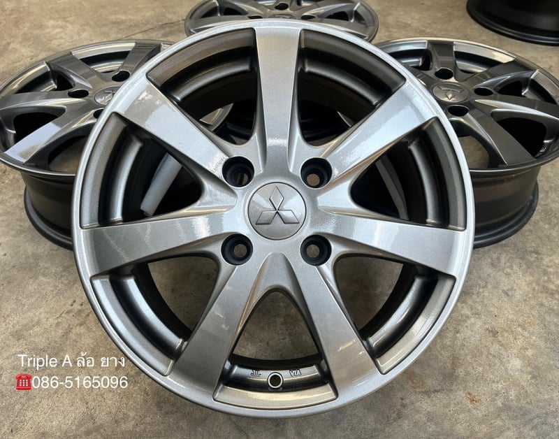 ล้อแม็ก 4รู114 Mitsu Lancer ขอบ 15 สีเทาไฮเปอร์ สวยกริ๊บ