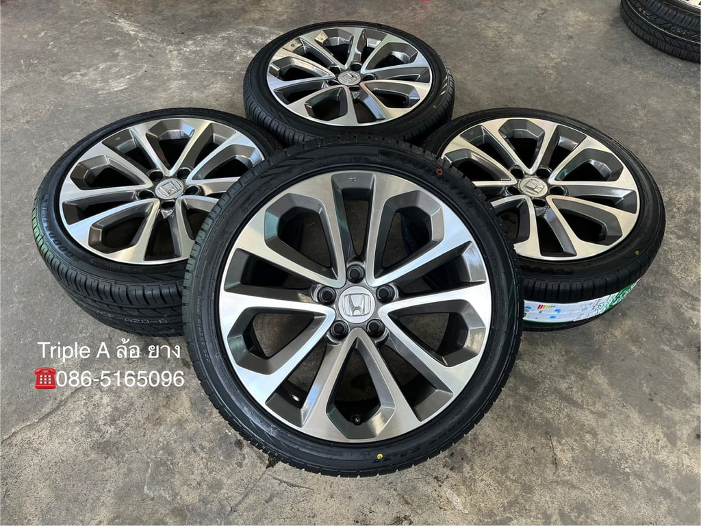 ล้อแม็ก Honda Accord G9 ขอบ 18 สีเทาหน้าเงา พร้อมยางใหม่ 225-45-18 GOODRIDE ปี 25