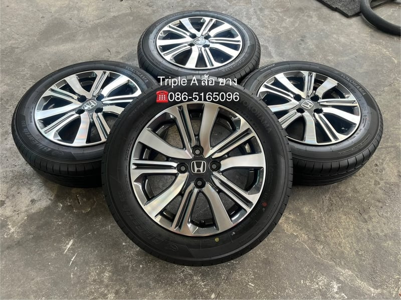 ล้อแม็ก Honda City ตัวท็อป ขอบ 15 เทาหน้าเงา พร้อมยาง 175-65-15 Yokohama ปี 25