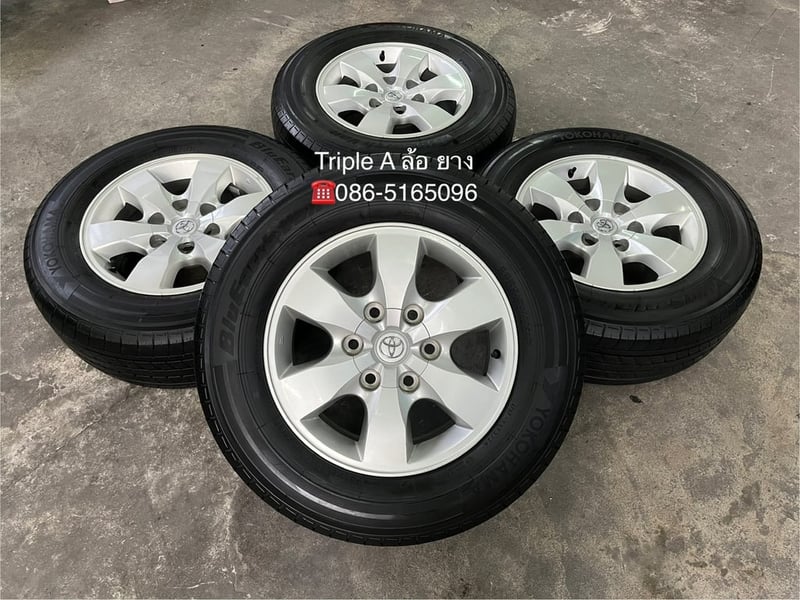 ล้อแม็ก 6รู139 Toyota ขอบ 16 พร้อมยาง 235-65-16 Yokohama ปลายปี 24 ใส่กับ รถตู้ Commuter 6รู139 ได้เลย