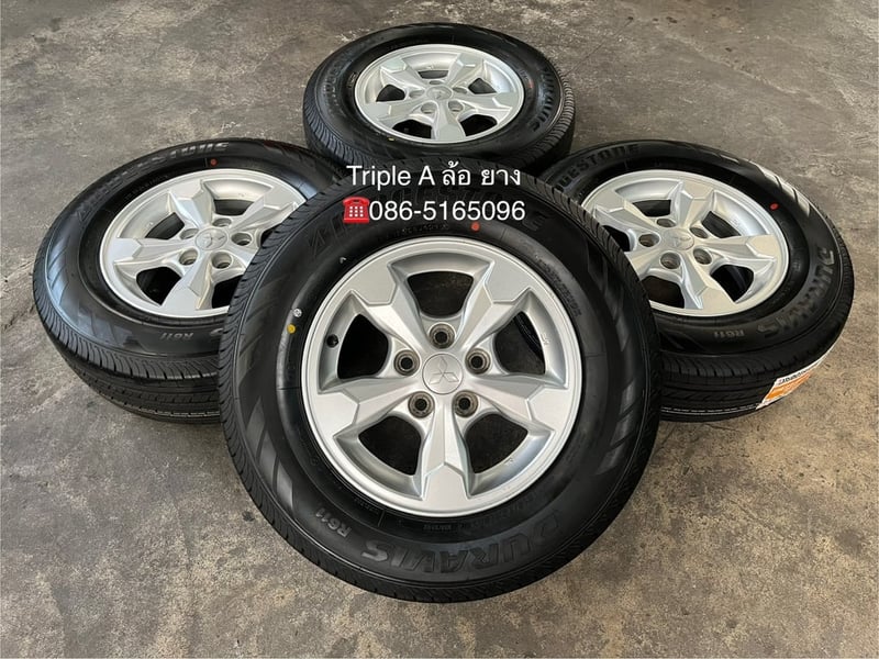 ล้อแม็ก 5รู114 Mitsu Triton ขอบ 15 พร้อมยางใหม่ 215-70-15 Bridgestone ปลายปี25