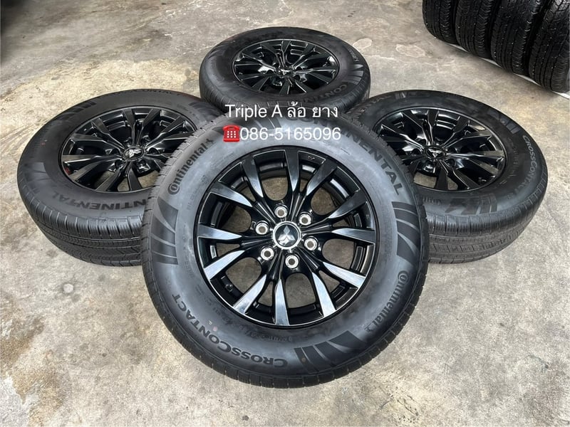 ล้อแม็ก Mitsu Pajero ก้านวาย ขอบ 17 สีดำ พร้อมยางป้ายแดง 265-65-17 Continental ปี 25