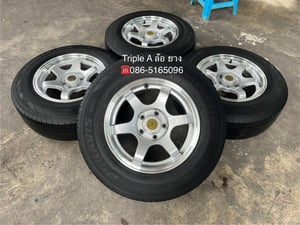ล้อแม็กแต่ง 5รู114 ขอบ 15 สีบอร์นขอบเงา พร้อมยาง 215-70-15 Bridgestone ปี 22