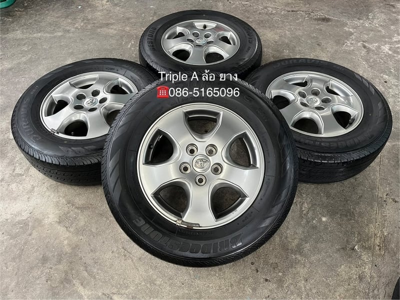 ล้อแม็ก 5รู114 Toyota Vigo Champ ขอบ 16 สีเทา พร้อมยาง 215-70-16 Bridgestone ปี 20