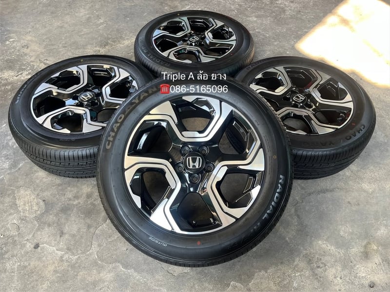 ล้อแม็ก Honda CRV G5 ตัวท็อป ขอบ 18 ดำหน้าเงา พร้อมยางป้ายแดง 225-60-18 CHAOYANG ปี 25