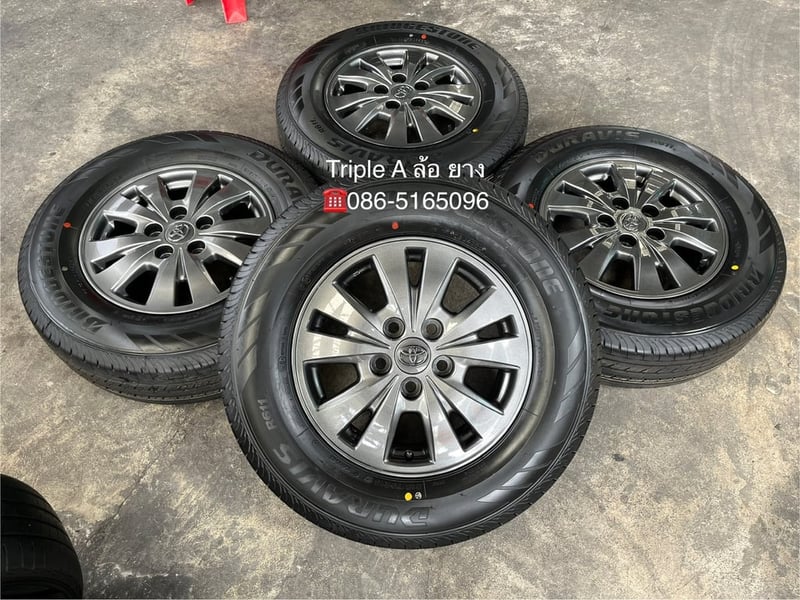 ล้อแม็ก 5รู114 Toyota ขอบ 15 สีไฮเปอร์ พร้อมยางใหม่ 215-70-15 Bridgestone ปลายปี 25