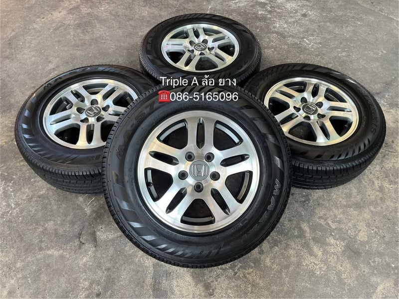 ล้อแม็ก Honda CRV ขอบ 15 เทาหน้าเงา พร้อมยาง 205-70-15 Maxxis ปี 24