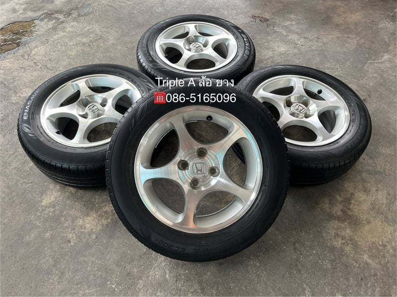 ล้อแม็ก 4รู100 Honda ขอบ 15 แถมยาง 185-65-15 Dunlop ปี 20