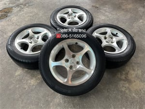 ล้อแม็ก 4รู100 Honda ขอบ 15 แถมยาง 185-65-15 Dunlop ปี 20
