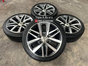 ล้อแม็ก 6รู139 Toyota ขอบ 18 เทาหน้าเงา แถมยาง 225-45-18 Dunlop ปี 20 ใส่กับ รถตู้ Commuter 6รู139 ได้เลย