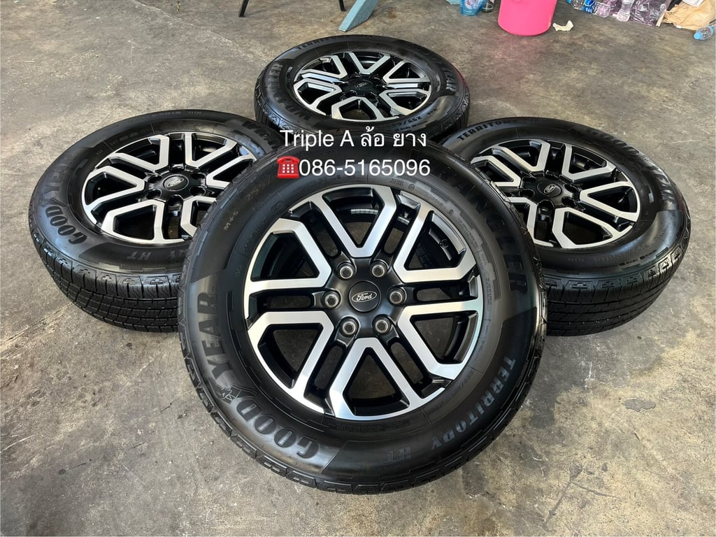 ล้อแม็กพร้อมยางใหม่ป้ายแดง Ford Next-Gen Sport ขอบ 18 ดำหน้าเงา ปี 24 ใหม่กริ๊บ