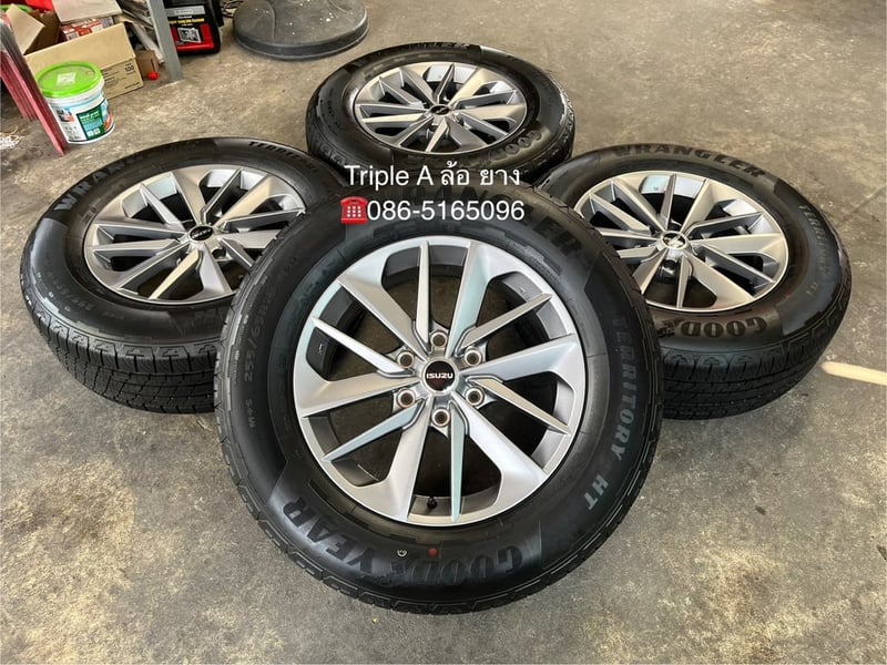 ล้อแม็กป้ายแดง ISUZU MU-X ขอบ 18 สีเทา พร้อมยางใหม่ป้ายแดง 255-65-18 Goodyear ปี 25