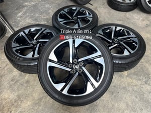 ล้อแม็ก 5รู100 Toyota Yaris Cross ขอบ 18 ดำหน้าเงา พร้อมยาง 215-55-18 Yokohama ปี 24