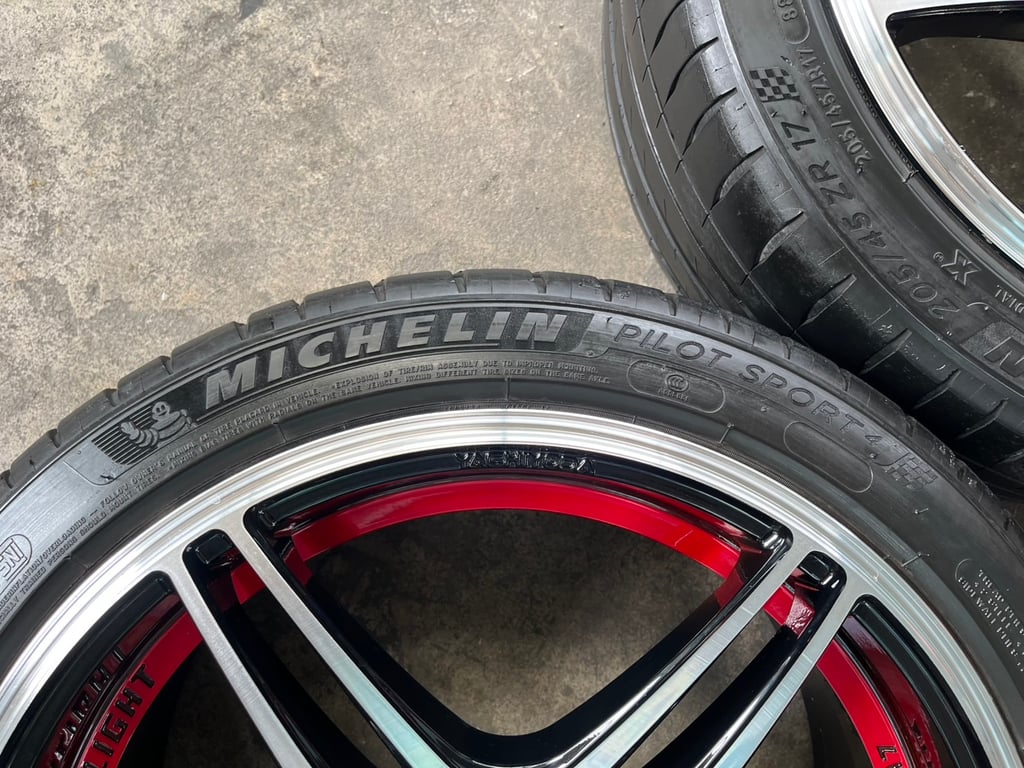 ล้อแม็กแต่ง 4รู100 Yachiyoda ขอบ 17 แถมยาง 205-45-17 Michelin ปี 21