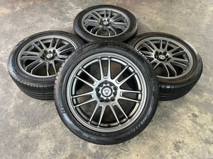 ล้อแม็กแต่ง 5รู114 RE30(งาน LENSO) ขอบ 17 สีเทากัล พร้อมยาง 215-50-17 OTANI ปี 24