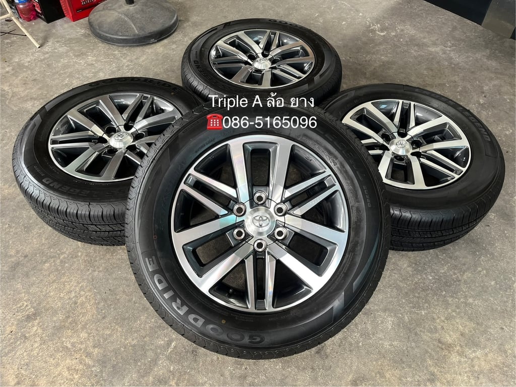 ล้อแม็ก Toyota Fortuner ตัวท็อป ขอบ 18 เทาหน้าเงา พร้อมยาง 265-60-18 GOODRIDE ปี 25