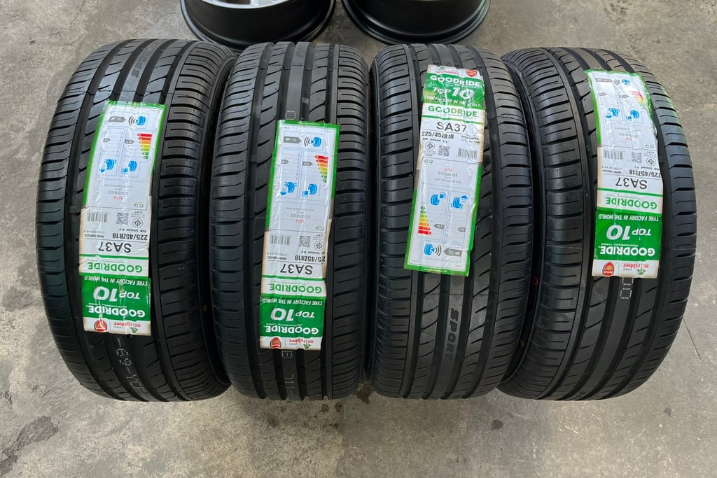 ล้อแม็ก Honda Accord G9 ขอบ 18 สีเทาหน้าเงา พร้อมยางใหม่ 225-45-18 GOODRIDE ปี 25