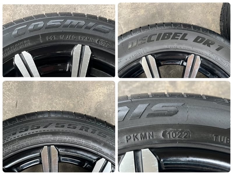 ล้อแม็กแต่ง 4รู100 Valenza ขอบ 15 สีดำหน้าเงา พร้อมยาง 195-55-15 ปี 22