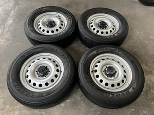 ล้อกระทะ 6รู139 Toyota ขอบ 17 แถมยาง 255-65-17 Dunlop ปี 22